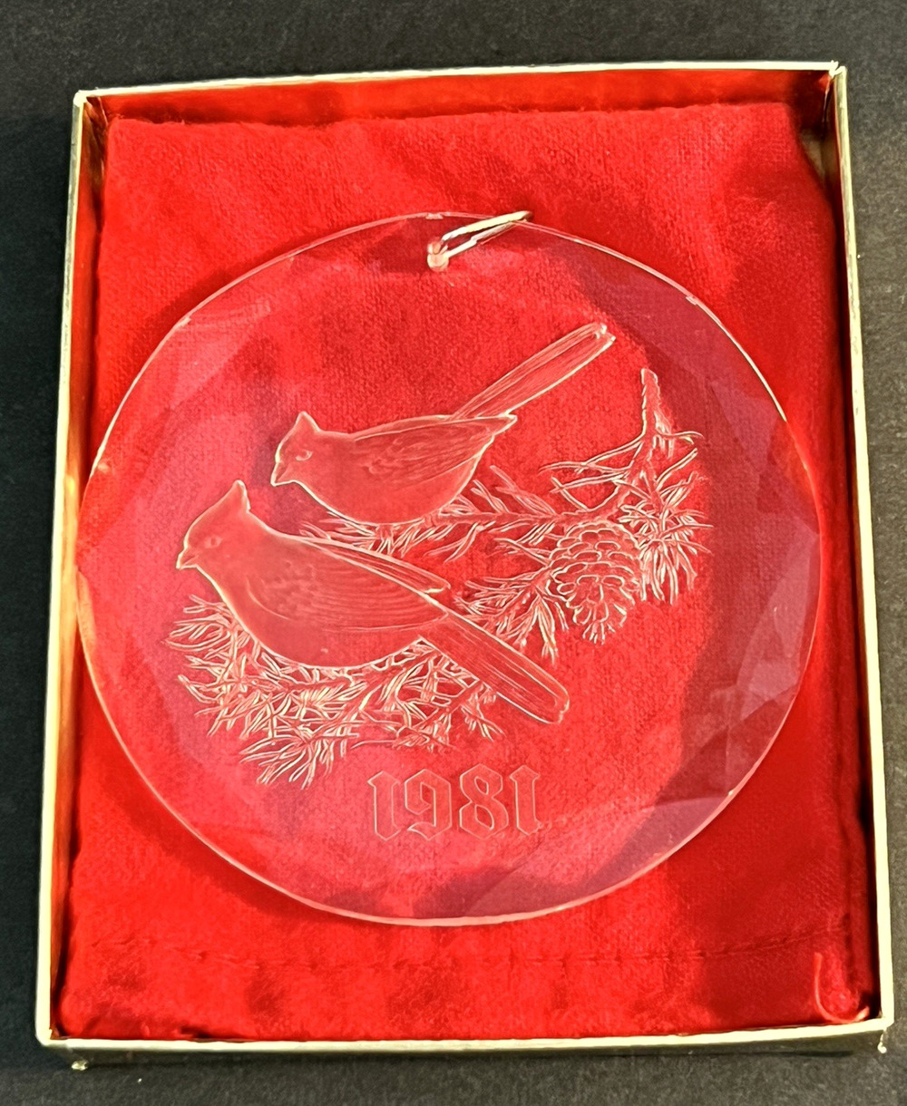 LARS SVENSON 1981 Christmas Ornament Cardinals in the Pine Acrylic VTG
